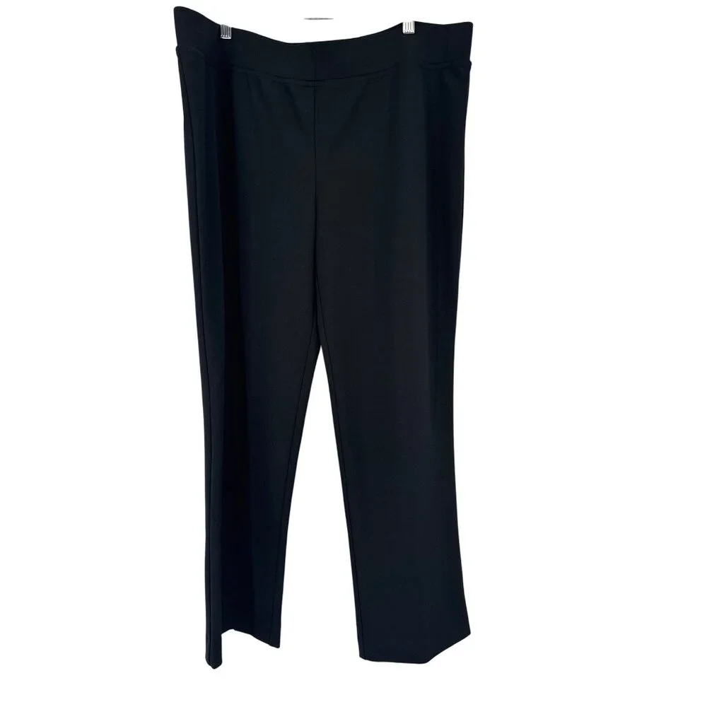 Ming Wang Stretch Deco Crepe Straight-Leg Pants size large slit back new $170